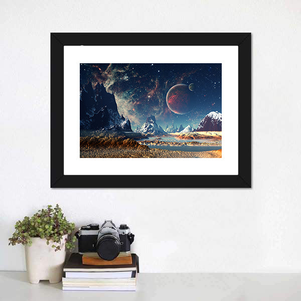 Big Planets with Icy Mountains Canvas Wall Art