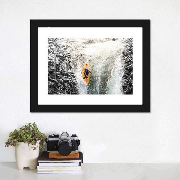 Kayaker Surging Through Tumbling Water Canvas Wall Art