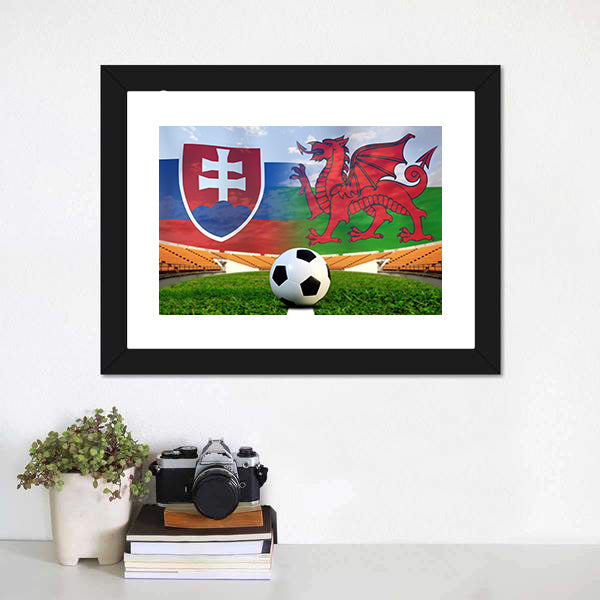 Football Slovakia And Welsh Canvas Wall Art-5 Horizontal-Gallery Wrap-22&quot; x 12&quot;-Tiaracle