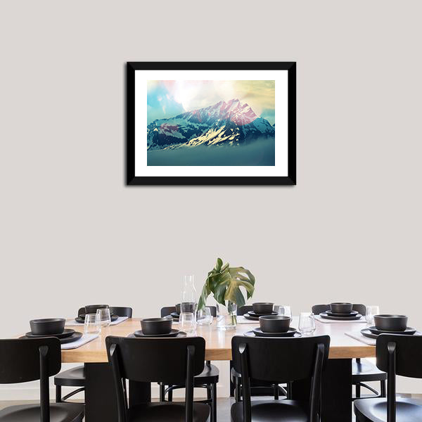Majestic Mountain Peak in Bright Light Canvas Wall Art