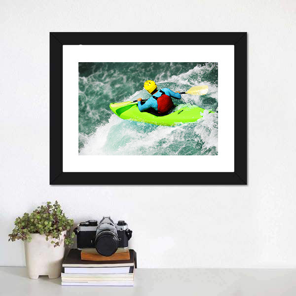 Kayaking in Extreme Fall Canvas Wall Art-5 Horizontal-Gallery Wrap-22" x 12"-Tiaracle