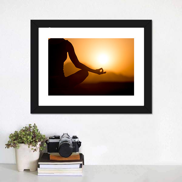 Young Women Meditating at Sunset Canvas Wall Art