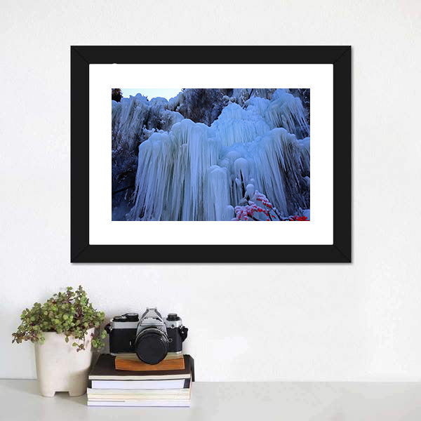 Ice Waterfall in Winter Canvas Wall Art