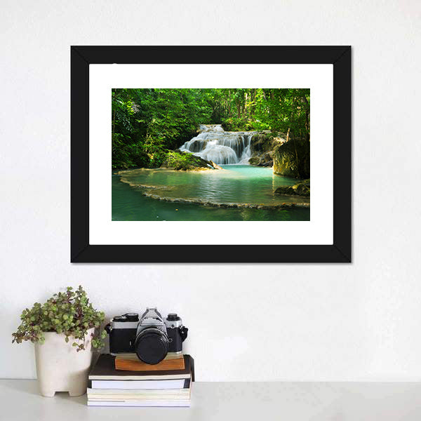 Erawan Waterfall Thailand Canvas Wall Art-5 Horizontal-Gallery Wrap-22" x 12"-Tiaracle