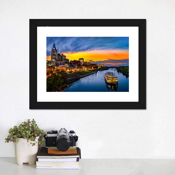 Nashville Skyline with Paddlewheel Boat Canvas Wall Art