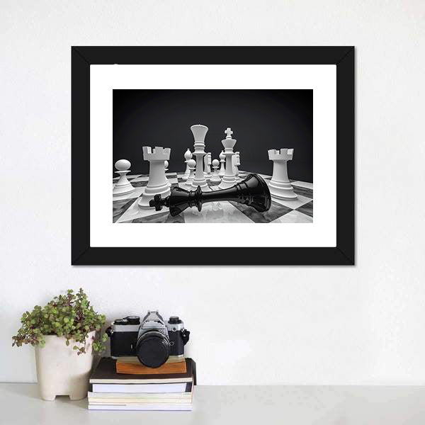 Chess White Wins Canvas Wall Art-5 Horizontal-Gallery Wrap-22&quot; x 12&quot;-Tiaracle