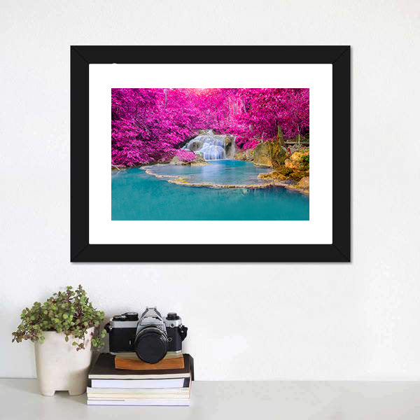 Erawan Waterfall Thailand Canvas Wall Art-5 Horizontal-Gallery Wrap-22" x 12"-Tiaracle