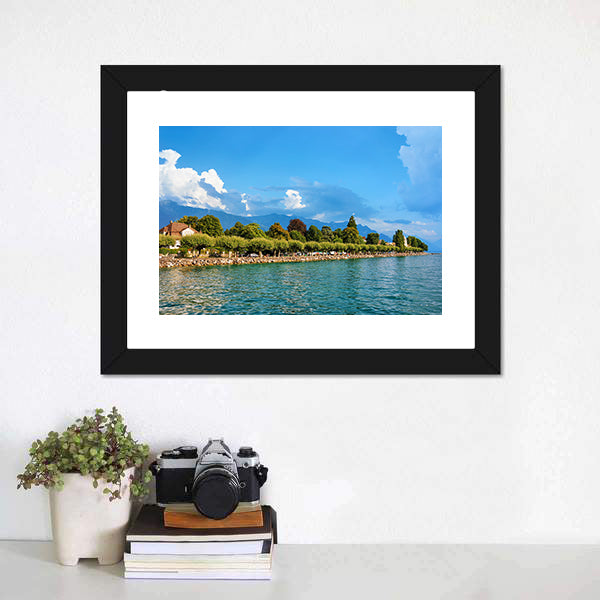Lake Geneva in Vevey Canvas Wall Art