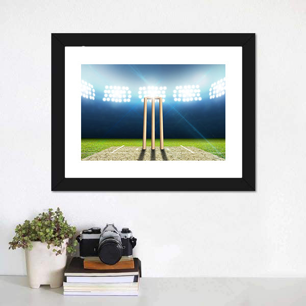 Cricket Stadium With Cricket Pitch Canvas Wall Art-5 Horizontal-Gallery Wrap-22&quot; x 12&quot;-Tiaracle