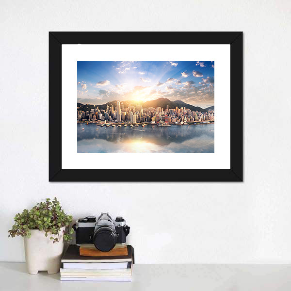Hong Kong Skyline at Sunset Canvas Wall Art