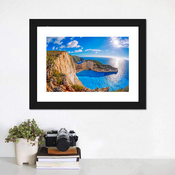 Navagio Beach With Shipwreck Greece Canvas Wall Art-5 Horizontal-Gallery Wrap-22" x 12"-Tiaracle