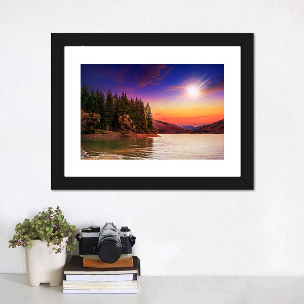 Mountain Lake in Autumn Canvas Wall Art