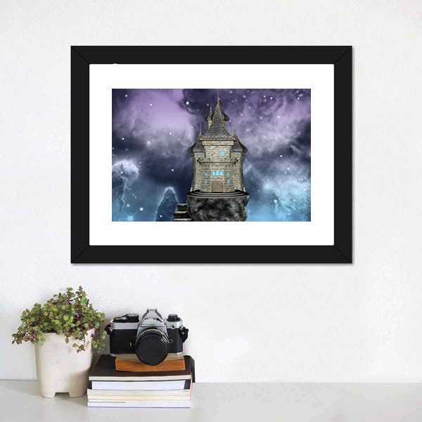 Fairy Tale Castle on a Rocky Island Canvas Wall Art
