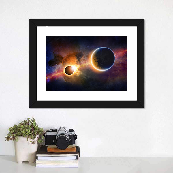 Glowing Planet Earth in Space Canvas Wall Art