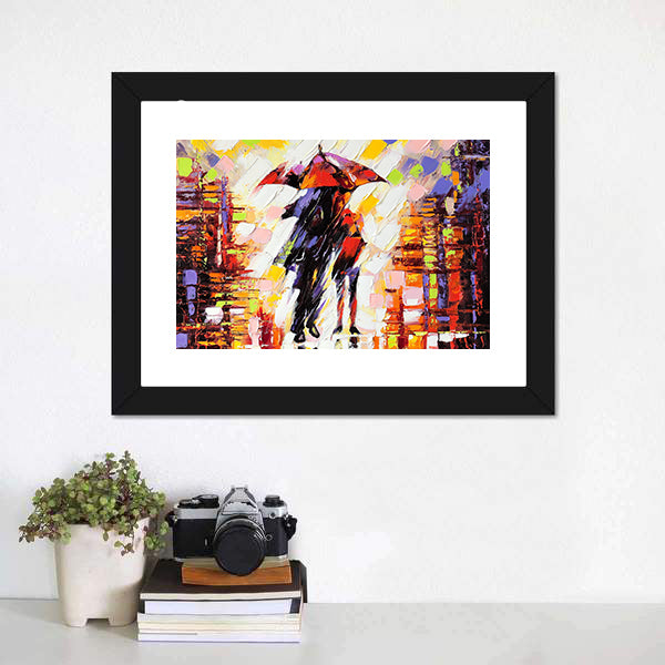 Couple Under an Umbrella Canvas Wall Art