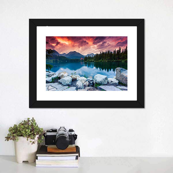 Mountain Lake In National Park High Tatra Canvas Wall Art-5 Horizontal-Gallery Wrap-22" x 12"-Tiaracle