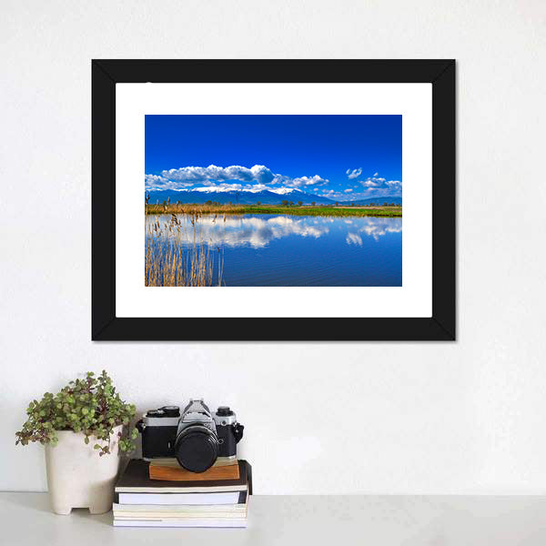 Snow-capped Mountain Lake with Reflections Canvas Wall Art