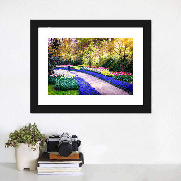 Colorful Flowers Keukenhof Garden Netherlands Canvas Wall Art-5 Horizontal-Gallery Wrap-22" x 12"-Tiaracle