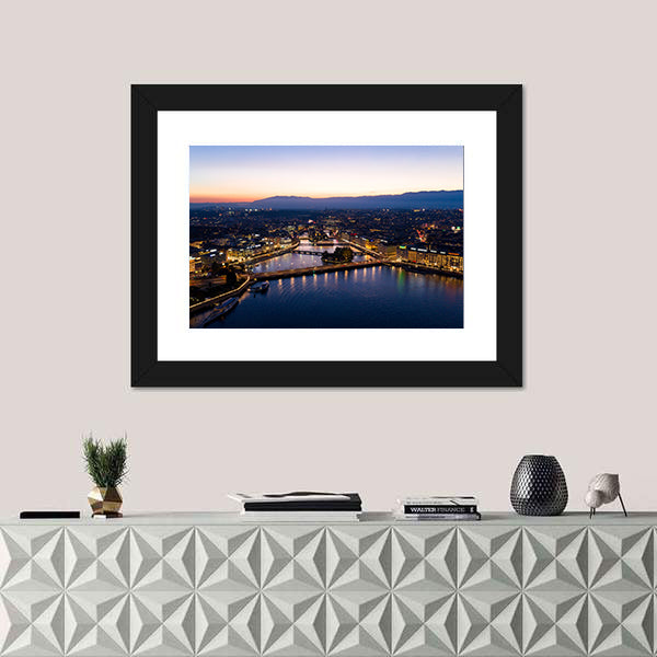 Aerial Night View Of Geneva Canvas Wall Art-5 Horizontal-Gallery Wrap-22" x 12"-Tiaracle