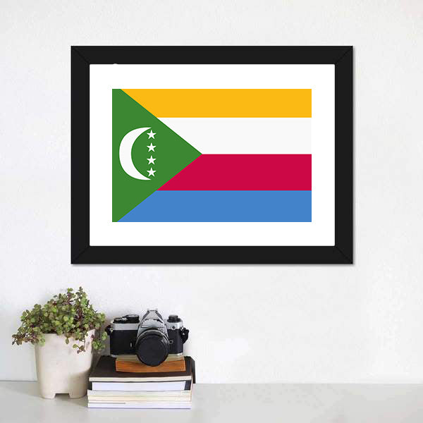 Flag Of Comoros Canvas Wall Art-5 Horizontal-Gallery Wrap-22" x 12"-Tiaracle