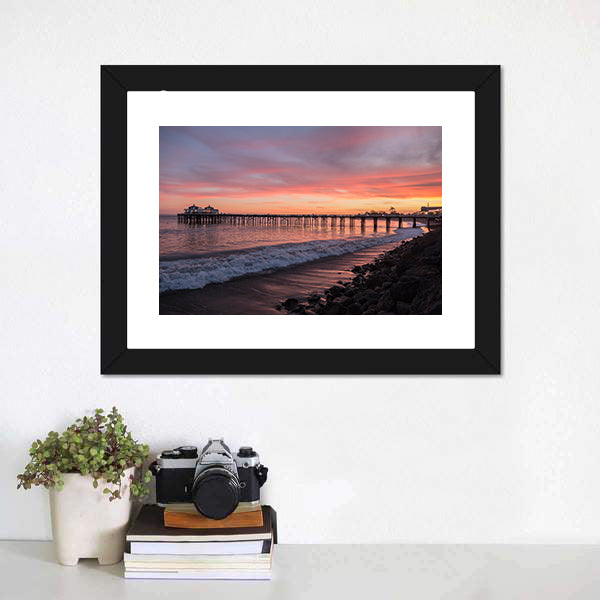 Malibu Pier Pacific At Sunset Canvas Wall Art-5 Horizontal-Gallery Wrap-22" x 12"-Tiaracle