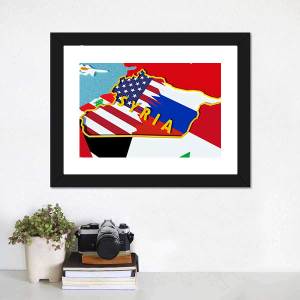 Map Of Syria Canvas Wall Art-5 Horizontal-Gallery Wrap-22" x 12"-Tiaracle