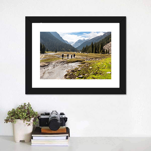 Hikers Climbing On The Tein Shan Mountains Canvas Wall Art-5 Horizontal-Gallery Wrap-22" x 12"-Tiaracle
