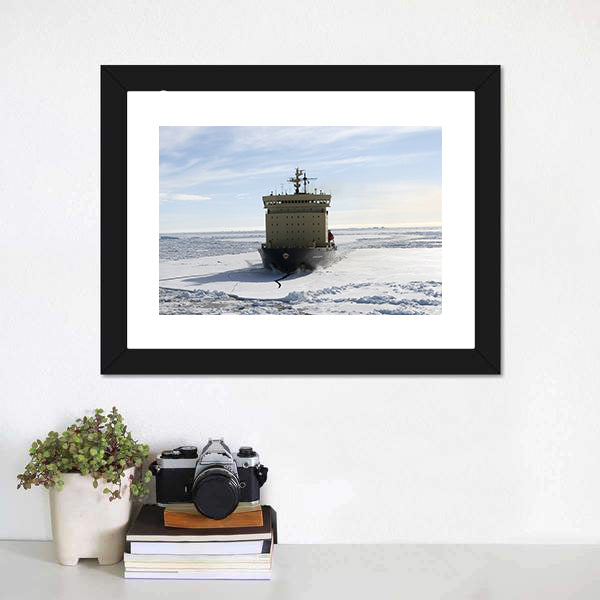 Icebreaker in Antarctica Canvas Wall Art
