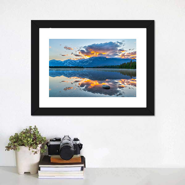 Morning In Edith Lake Canvas Wall Art-3 Horizontal-Gallery Wrap-25" x 16"-Tiaracle