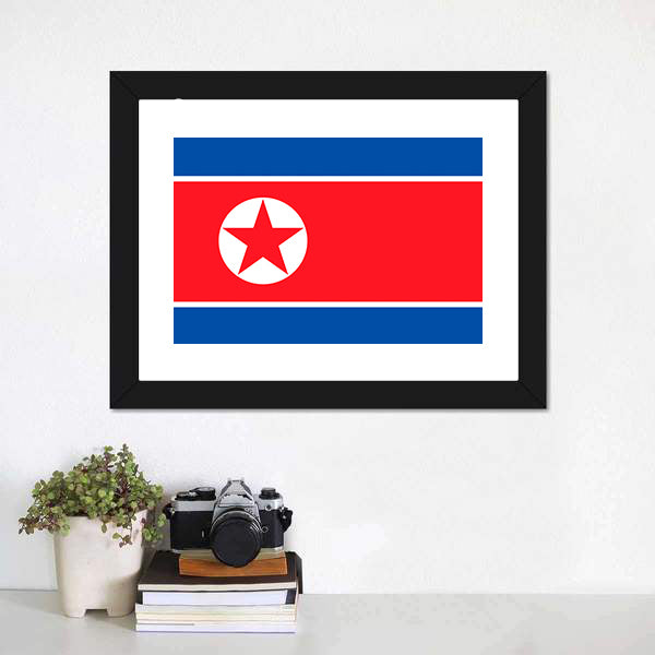 Flag Of North Korea Canvas Wall Art-5 Horizontal-Gallery Wrap-22" x 12"-Tiaracle