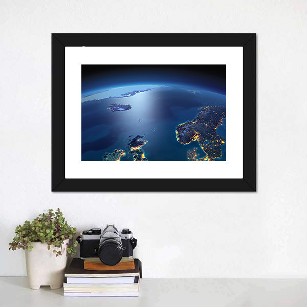 Earth at Night from Space Canvas Wall Art