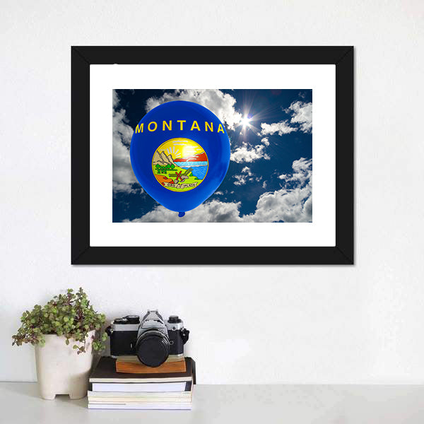 Montana Flag On Balloon Canvas Wall Art-5 Horizontal-Gallery Wrap-22" x 12"-Tiaracle