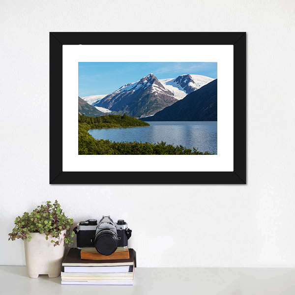 Lake Near Alaska Mountains Canvas Wall Art-3 Horizontal-Gallery Wrap-25" x 16"-Tiaracle