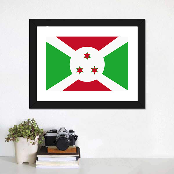 Flag Of Burundi Canvas Wall Art-5 Horizontal-Gallery Wrap-22" x 12"-Tiaracle