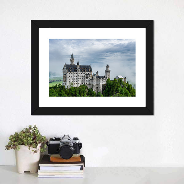 Castel Called Neuschwanstein In Bavaria Canvas Wall Art-3 Horizontal-Gallery Wrap-25" x 16"-Tiaracle