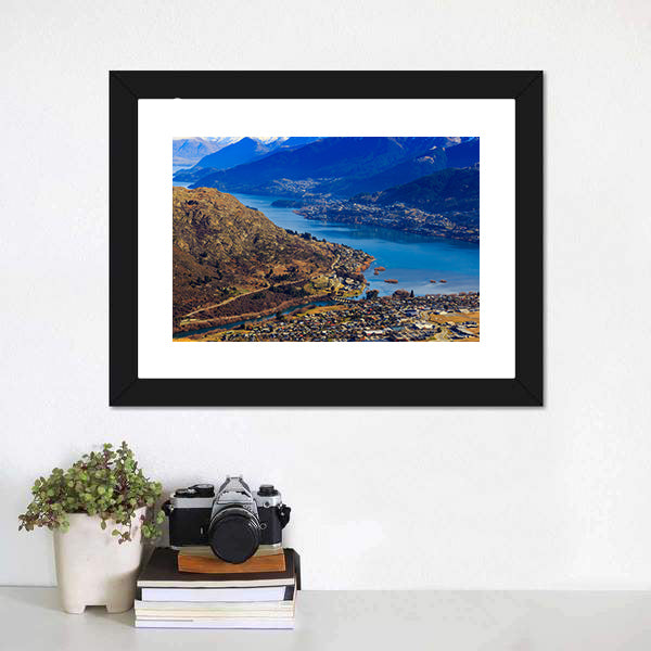 Aerial View Of Frankton And Lake Wakatipu Mountain Canvas Wall Art-5 Horizontal-Gallery Wrap-22" x 12"-Tiaracle