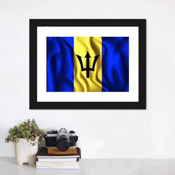 Flag Of Barbados Canvas Wall Art-5 Horizontal-Gallery Wrap-22" x 12"-Tiaracle