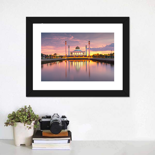 Songkhla Mosque Sunset Reflection Canvas Wall Art