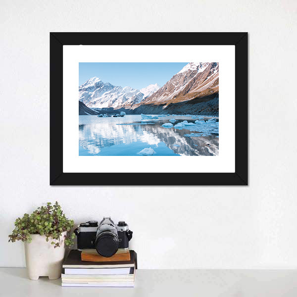 Glacial Lake with Snow-capped Mountains Canvas Wall Art