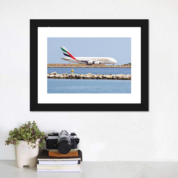 Emirates Passenger Plane Canvas Wall Art-5 Horizontal-Gallery Wrap-22" x 12"-Tiaracle