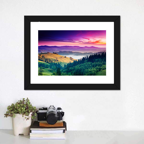 Fantastic Morning Mountain Landscape Canvas Wall Art-3 Horizontal-Gallery Wrap-25" x 16"-Tiaracle