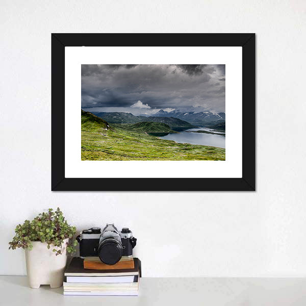 Calm Lake with Snow-capped Mountains Canvas Wall Art
