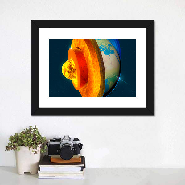 Earth's Core Cross-section Illustration Canvas Wall Art