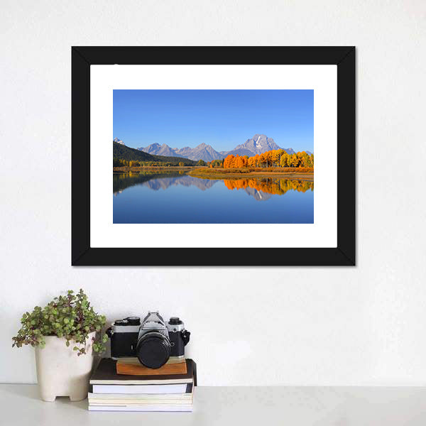 Grand Tetons Autumn Lake Reflection Canvas Wall Art