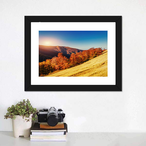Forest Road In Autumn Canvas Wall Art-5 Horizontal-Gallery Wrap-22" x 12"-Tiaracle
