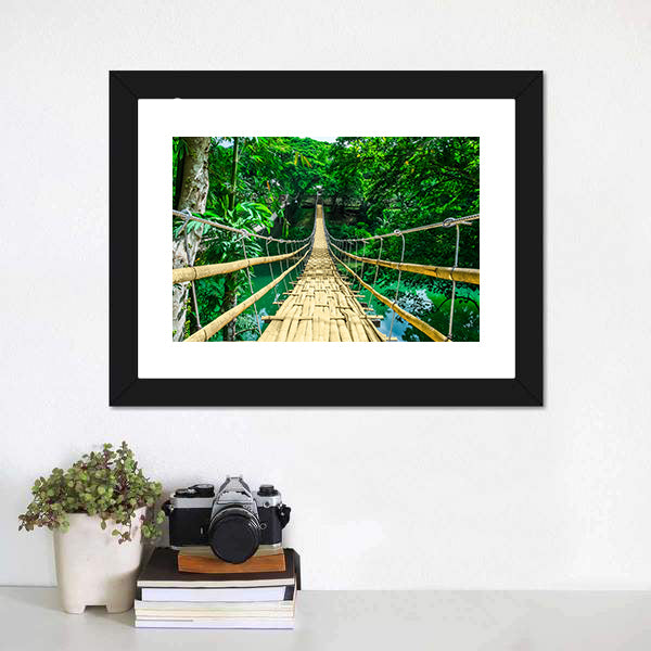 Bamboo Suspension Bridge Canvas Wall Art-3 Horizontal-Gallery Wrap-25" x 16"-Tiaracle