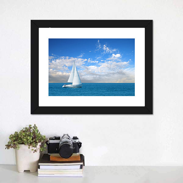 Modern Sail Boat Canvas Wall Art-5 Horizontal-Gallery Wrap-22" x 12"-Tiaracle