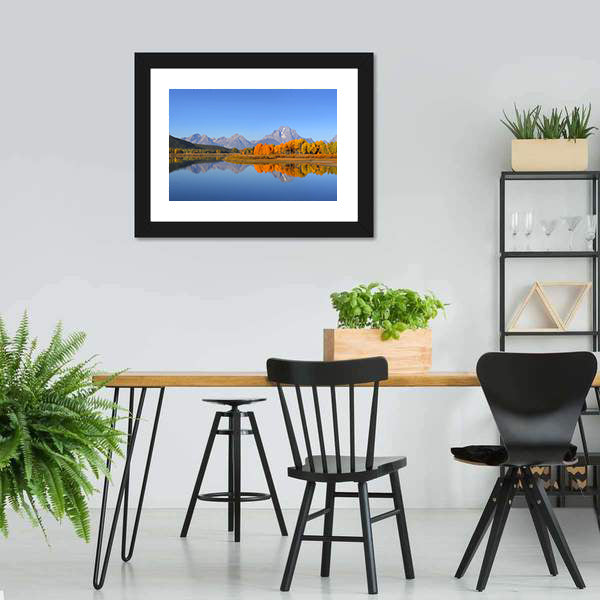 Grand Tetons Autumn Lake Reflection Canvas Wall Art