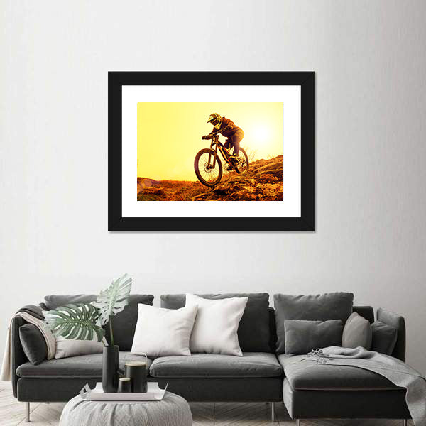 Cyclist Riding Mountain Bike Canvas Wall Art-5 Horizontal-Gallery Wrap-22&quot; x 12&quot;-Tiaracle