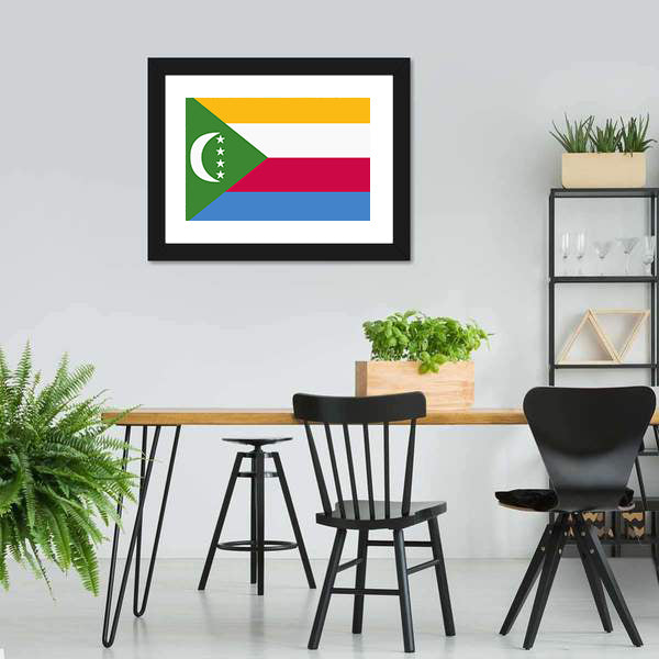 Flag Of Comoros Canvas Wall Art-5 Horizontal-Gallery Wrap-22" x 12"-Tiaracle